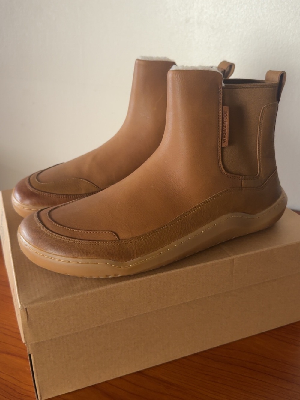 Vivobarefoot Gobi Chelsea WarmLined M Men's Tan Leather Boots EU 43 US 10 - Picture 2 of 15